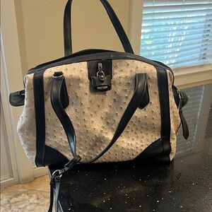 London Fog Two-Tone Black and Cream Satchel